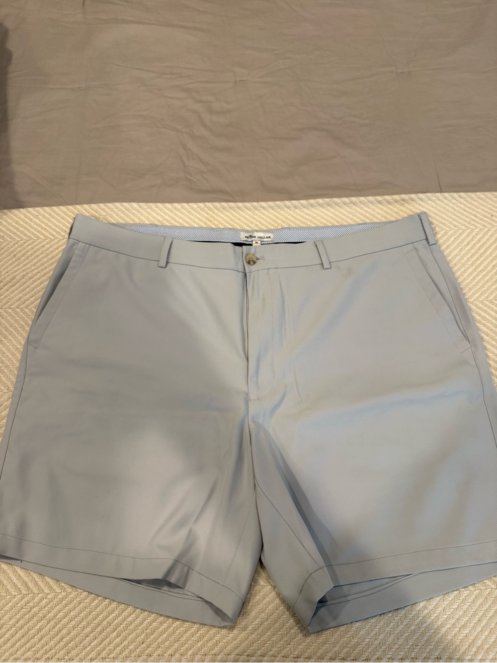 Peter Millar Light Gray Stretch Flat-Front Chino Shorts